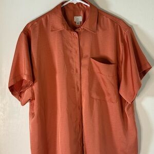 a new day Women's Rust Orange Short Sleeve Button-Down Shirt